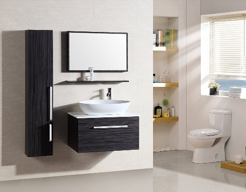 meuble vasque noir laque